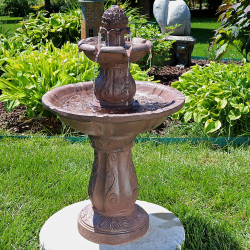 Sunnydaze Clover Blossom Cascading 2-Tier Outdoor Water Fountain, 29 Inch Tall