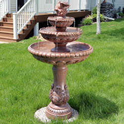 3-Tier Dove Pair Outdoor Water Fountain Daytime View