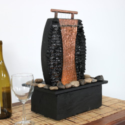 Copper Accent Flowing Falls Slate Indoor Tabletop Water Fountain