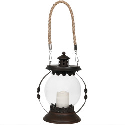 Sunnydaze 14-Inch Outdoor Glass Globe Solar Lantern with Candle and LED Light