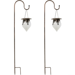 Rain Drop Outdoor Solar Light With Shepherd Hook - Set of Two