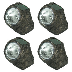 Rock With White Solar LED Light - Set of 4