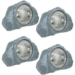 Small Rock With White Solar LED Light