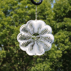 3D Silver Sun Wind Spinner