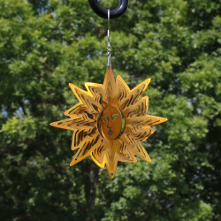 Reflective 3D Gold Sun Whirligig Wind Spinner