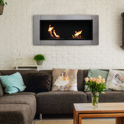 Sunnydaze Scalda Ventless Wall Mounted Bio-Ethanol Fireplace, 43-Inch