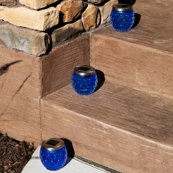 Crystal Blue Glass Jar Solar Lights