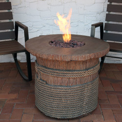 Rope and Barrel Design Propane Gas Fire Pit Table