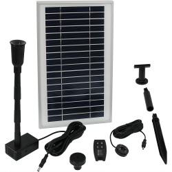 Sunnydaze Solar Pump and Solar Panel Kit with Battery Pack, Remote Control and LED Light, 105 GPH, 55-Inch Lift