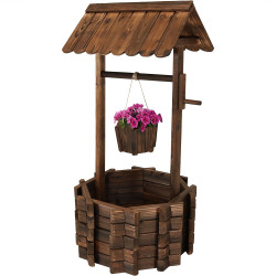 Wood Wishing Well Outdoor Garden Planter