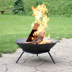 Sunnydaze Raised Cast Iron Fire Pit Bowl with Steel Finish, 22-Inch Diameter