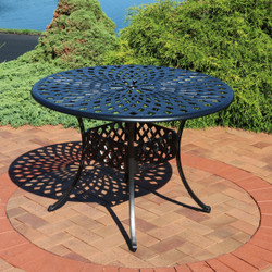 Cast Aluminum Round Patio Table with Crossweave Design