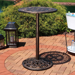 Sunnydaze Round Bar-Height Table, Cast Iron, 26-Inch Diameter, for Indoor or Outdoor Use
