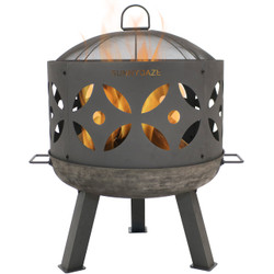 Retro Fireplace Cast Iron Outdoor Fire Pit with Ring and Spark Screen