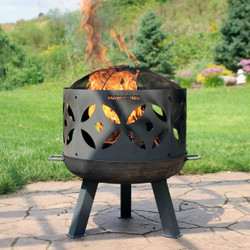 Retro Fireplace Cast Iron Outdoor Fire Pit with Ring and Spark Screen