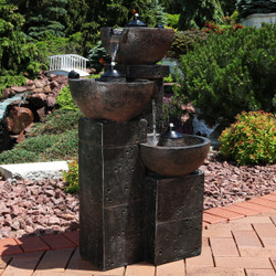 3-Tier Burning Bowls Outdoor Fire and Water Fountain