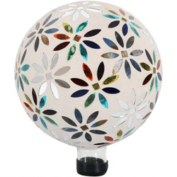 View of Multi-Colored Mosaic Flowers Gazing Globe
