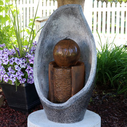 Sunnydaze Calla Blossom Solar-on-Demand LED Outdoor Water Fountain, 30-Inch Tall