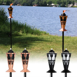 Steel Outdoor Torch with Tulip Design