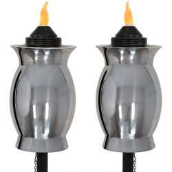Stainless Steel Outdoor Torch with Black Snuffer, Set of 2