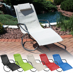 Outdoor Folding Rocking Chaise Lounge Chair with Headrest Pillow, Color Options
