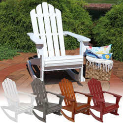 Outdoor Wooden Adirondack Rocking Chair, Multiple Color Options