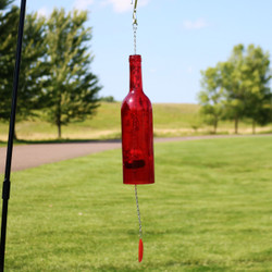 Glass Wine Bottle Wind Chime, Red