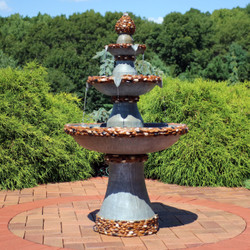 3-Tier Pebbled Edge Outdoor Water Fountain