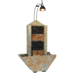 Towering Slate Indoor Tabletop Water Fountain with Spotlight