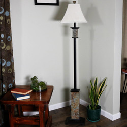 Indoor Floor Lamp with Metal and Slate Base