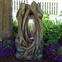 Mystical Waterfall Tree Trunk Outdoor Water Fountain with LEDs