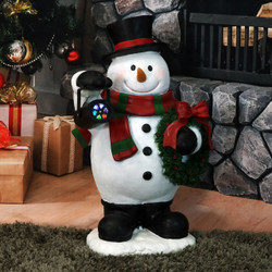 Festive Traveling Snowman Indoor Statue