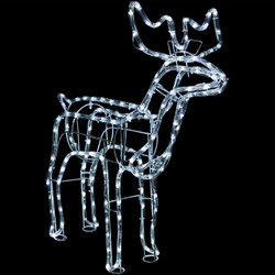 Christmas Holiday Standing Deer White LED Light Display at Night