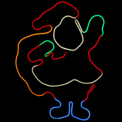 Multi-Color LED Santa Claus Decoration at Night