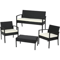 Castlebar 4-Piece Black Rattan Outdoor Patio Furniture Set