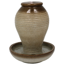 Bubbling Pottery Vase Outdoor Water Fountain with LED Lights