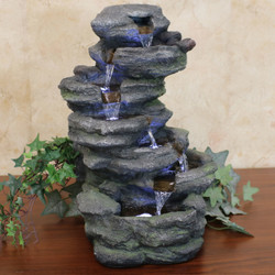 Stacked Rock Waterfall Indoor/Outdoor Tabletop Water Fountain