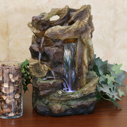 Rocky Driftwood Indoor Water Fountain with LED Light