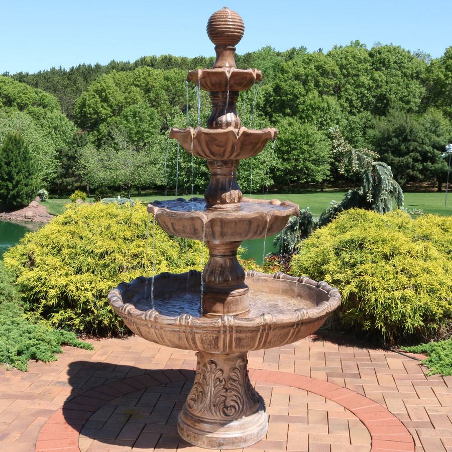 Sunnydaze Large Tiered Ball Outdoor Fountain, 80-Inch
