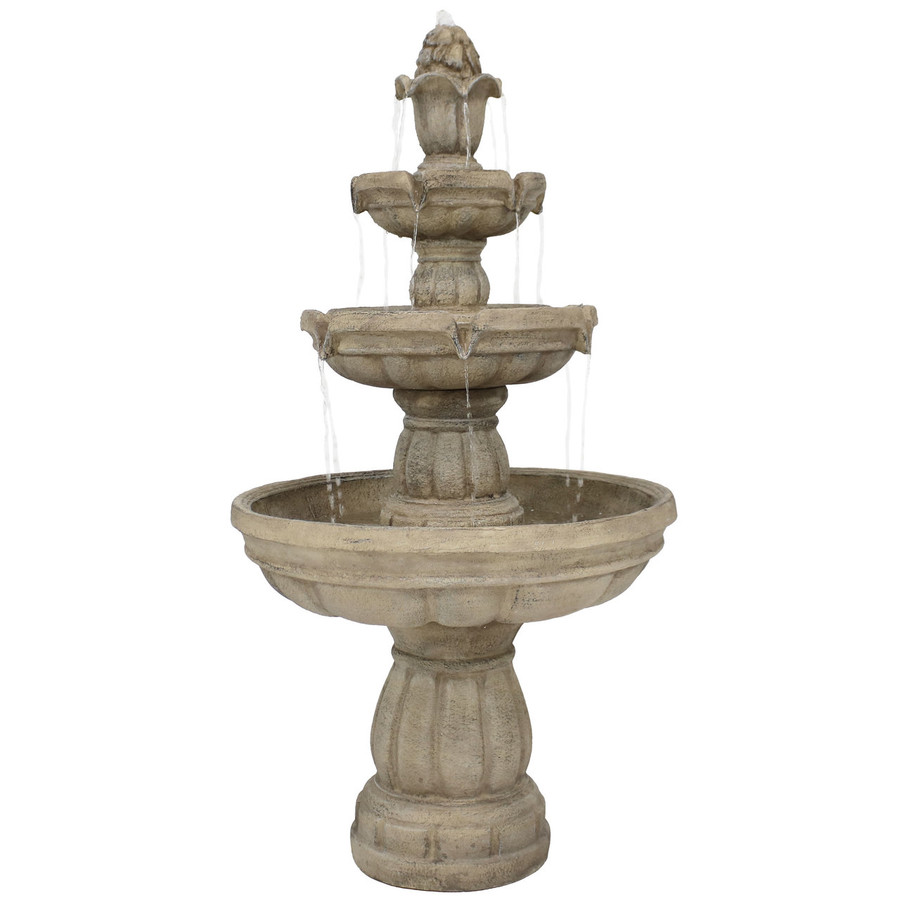 Sunnydaze Three-Tier Outdoor Water Fountain, Includes ...