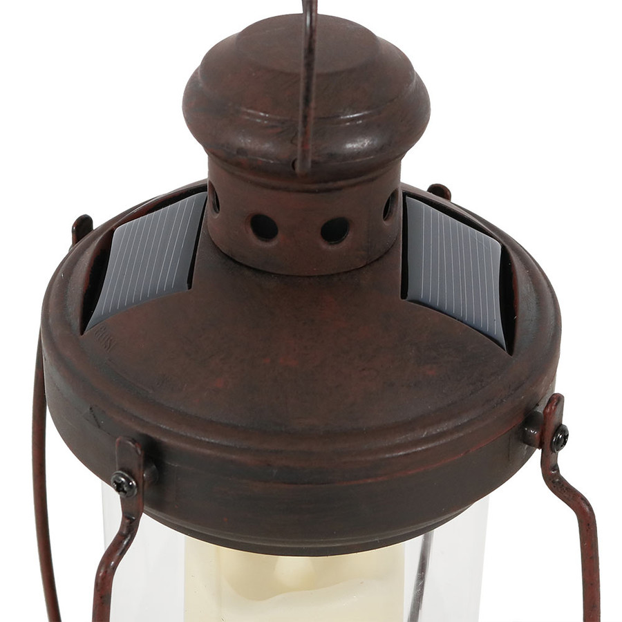 Sunnydaze 12-Inch Outdoor Antique Hanging Solar Lantern with Candle and