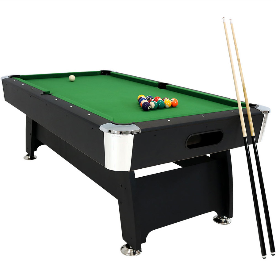 Sunnydaze 7-Foot Pool Table with Ball Return, Triangle, Balls, Cues, Chalk and Brush