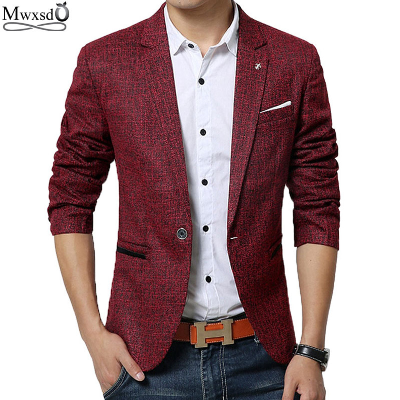 Mwxsd brand spring autumn men casual Blazer suit mens cotton suit ...