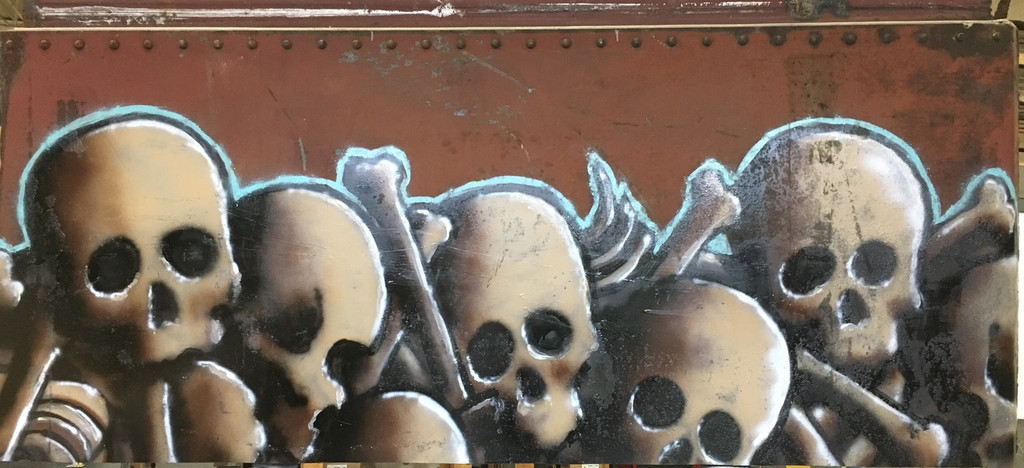 ICHABOD aka #ichabodtherailgod skulls on red panel