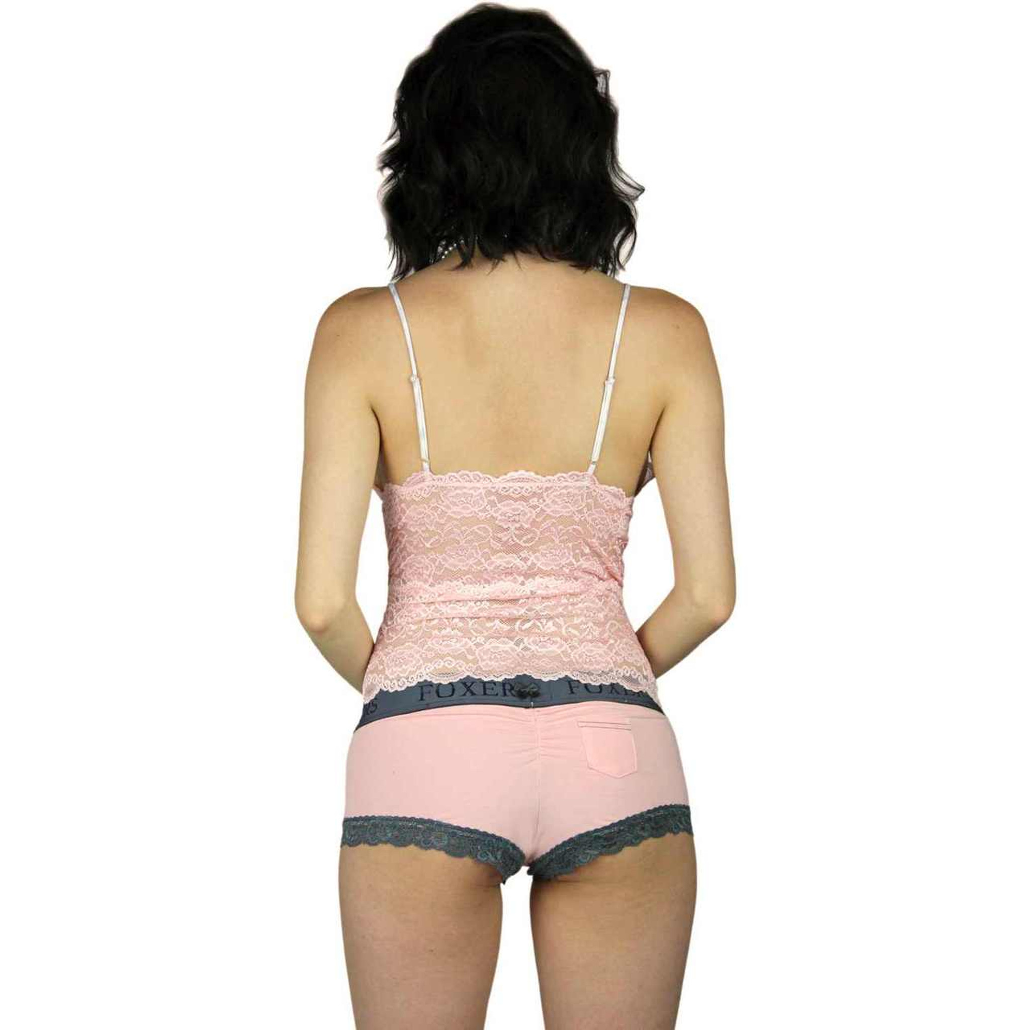 Women's Pink Boyshort Panties FOXERS Logo Waistband
