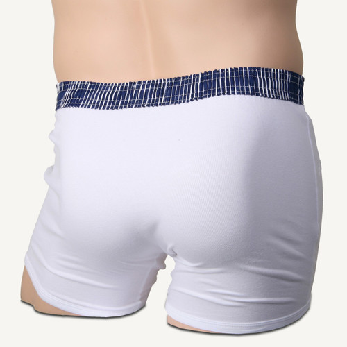 vy Blue Stripe over White Short Boxer Brief