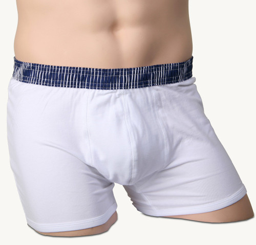 vy Blue Stripe over White Short Boxer Brief