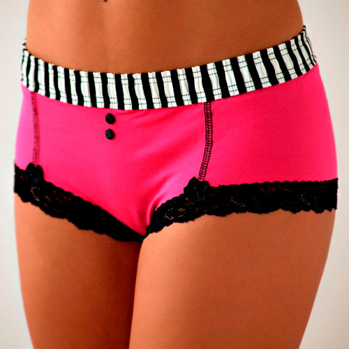 Black Dot / Hot Pink Boyshort