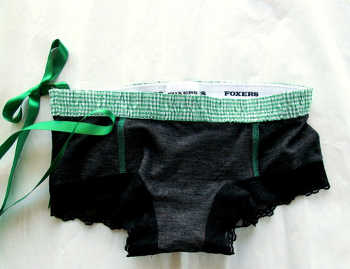 Black Denim with Green Gingham Boyshort