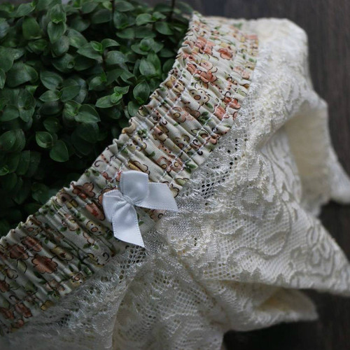 Blush lace boxers with floral waistband